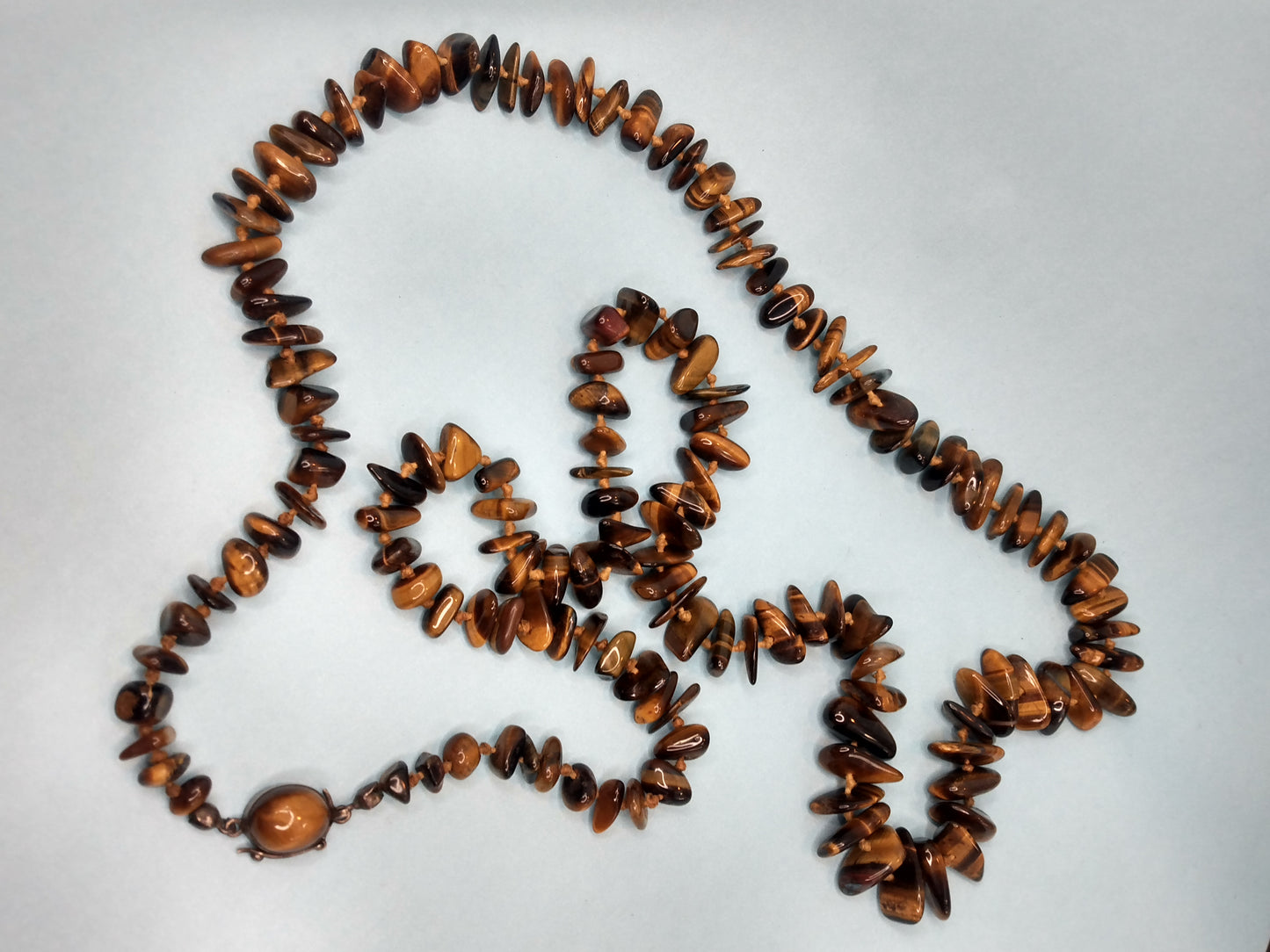 Vintage polished tigers eye chip necklace