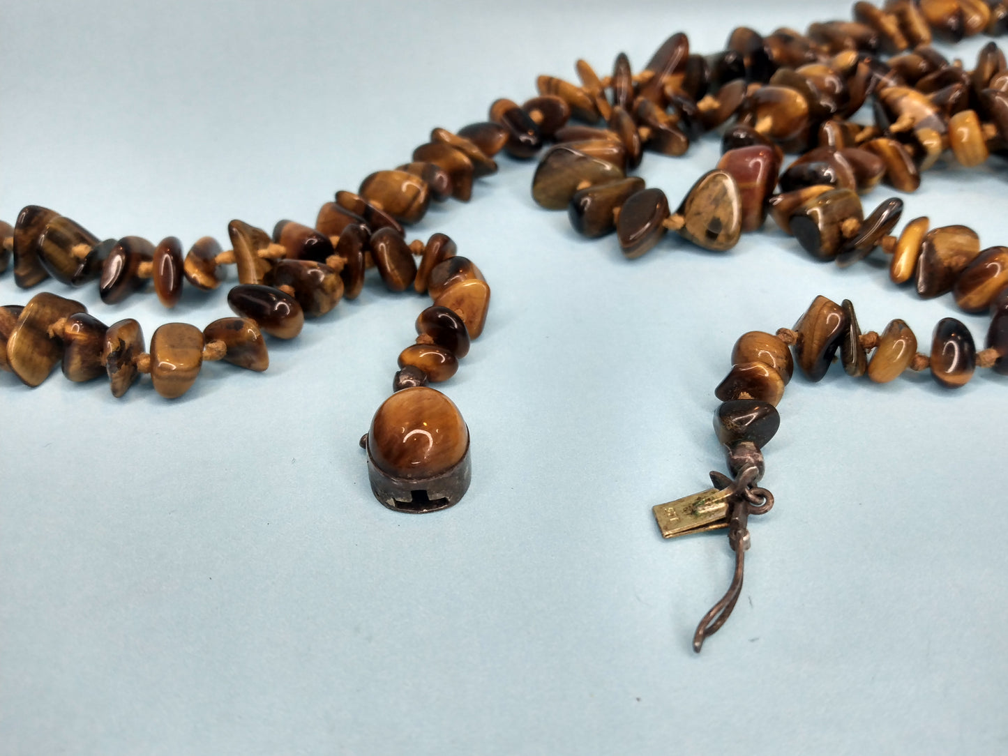 Vintage polished tigers eye chip necklace
