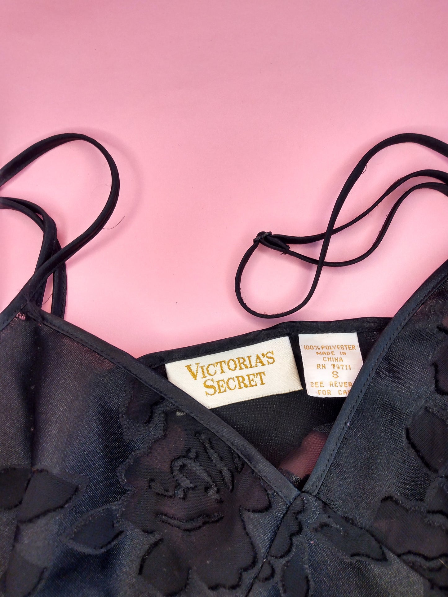 90s gold label Victoria's secret long black slip