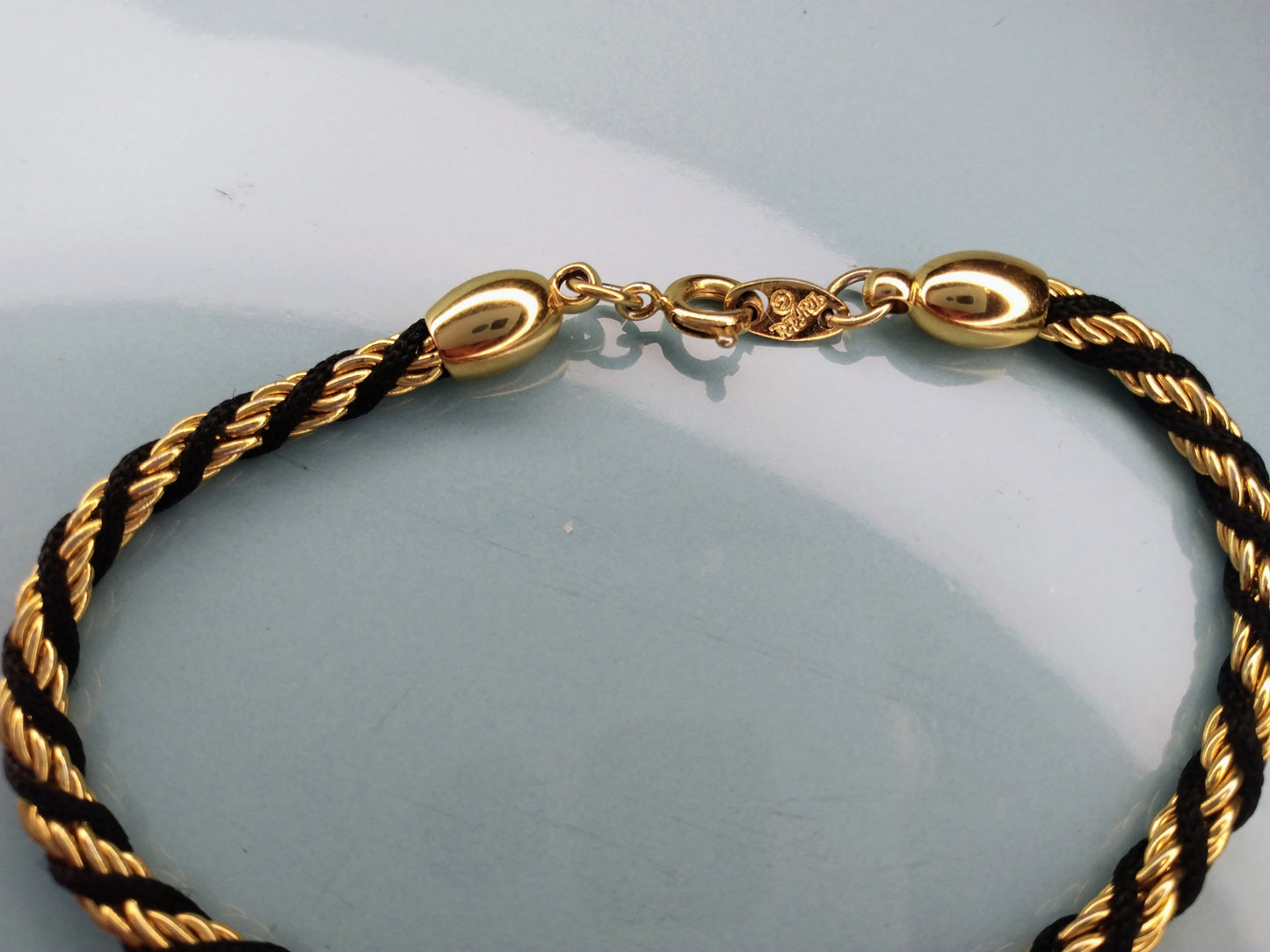 Vintage Trifari gold tone and black bracelet