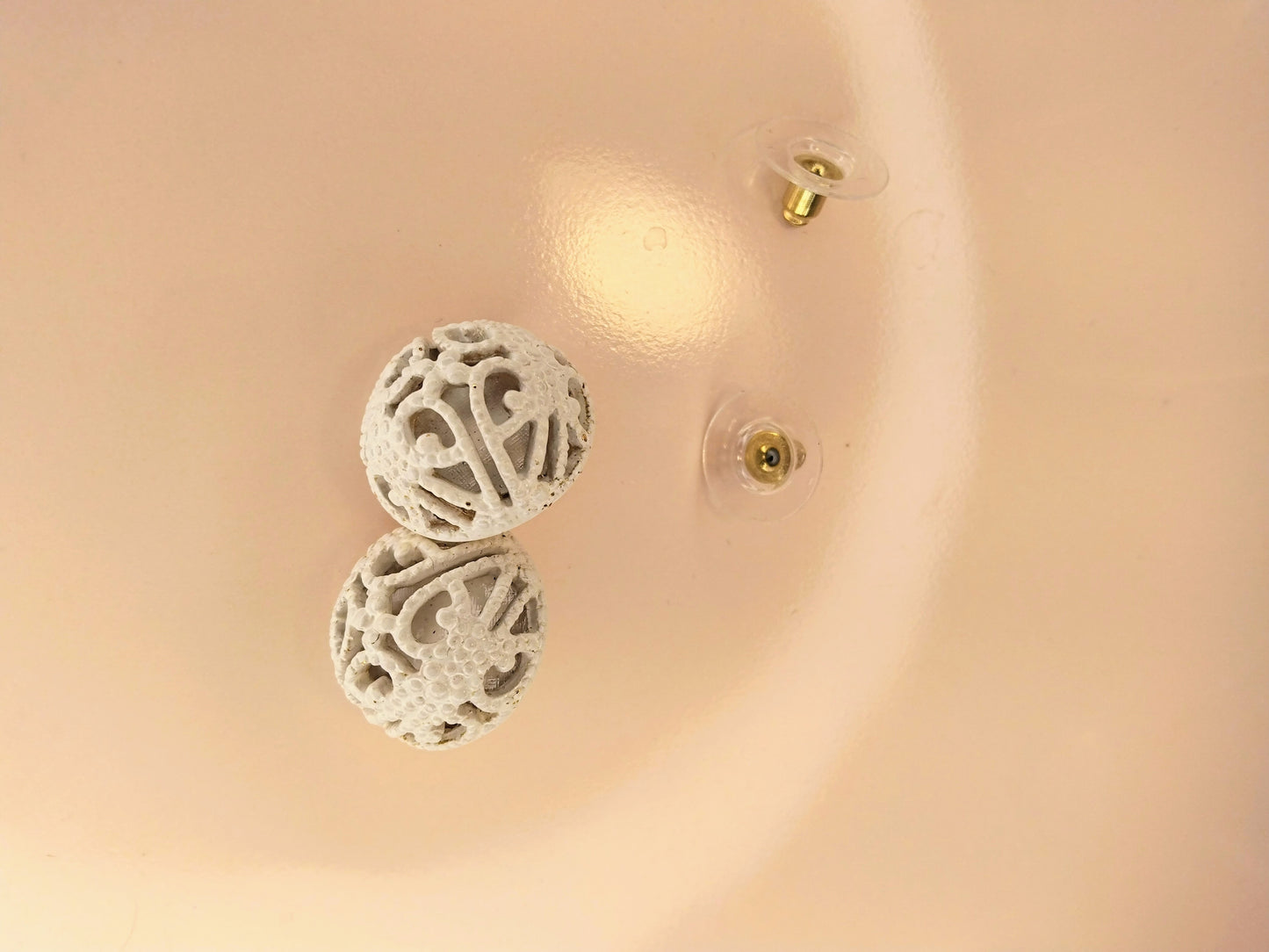Vintage white filigree stud earrings
