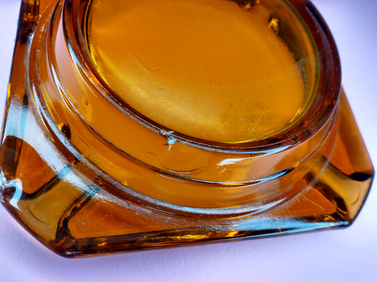 Vintage amber two piece ashtray