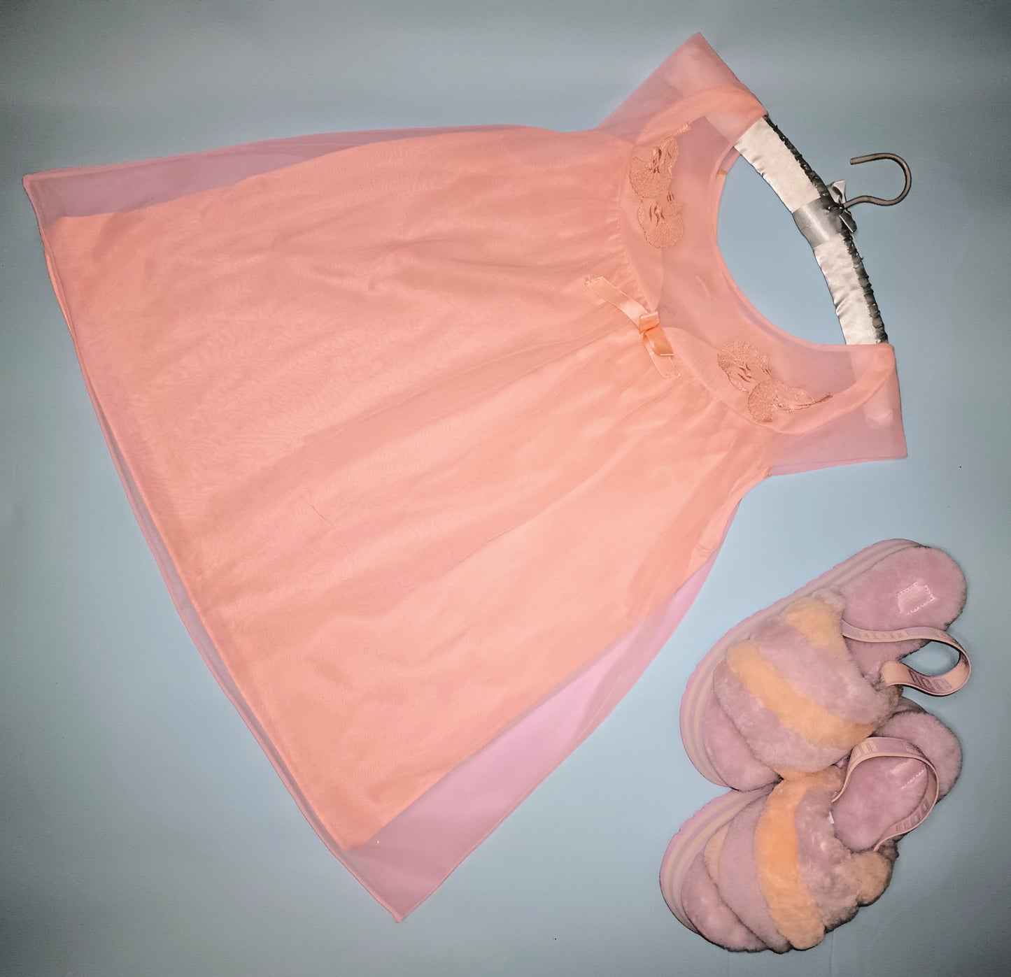 Vintage bubblegum pink babydoll nightgown
