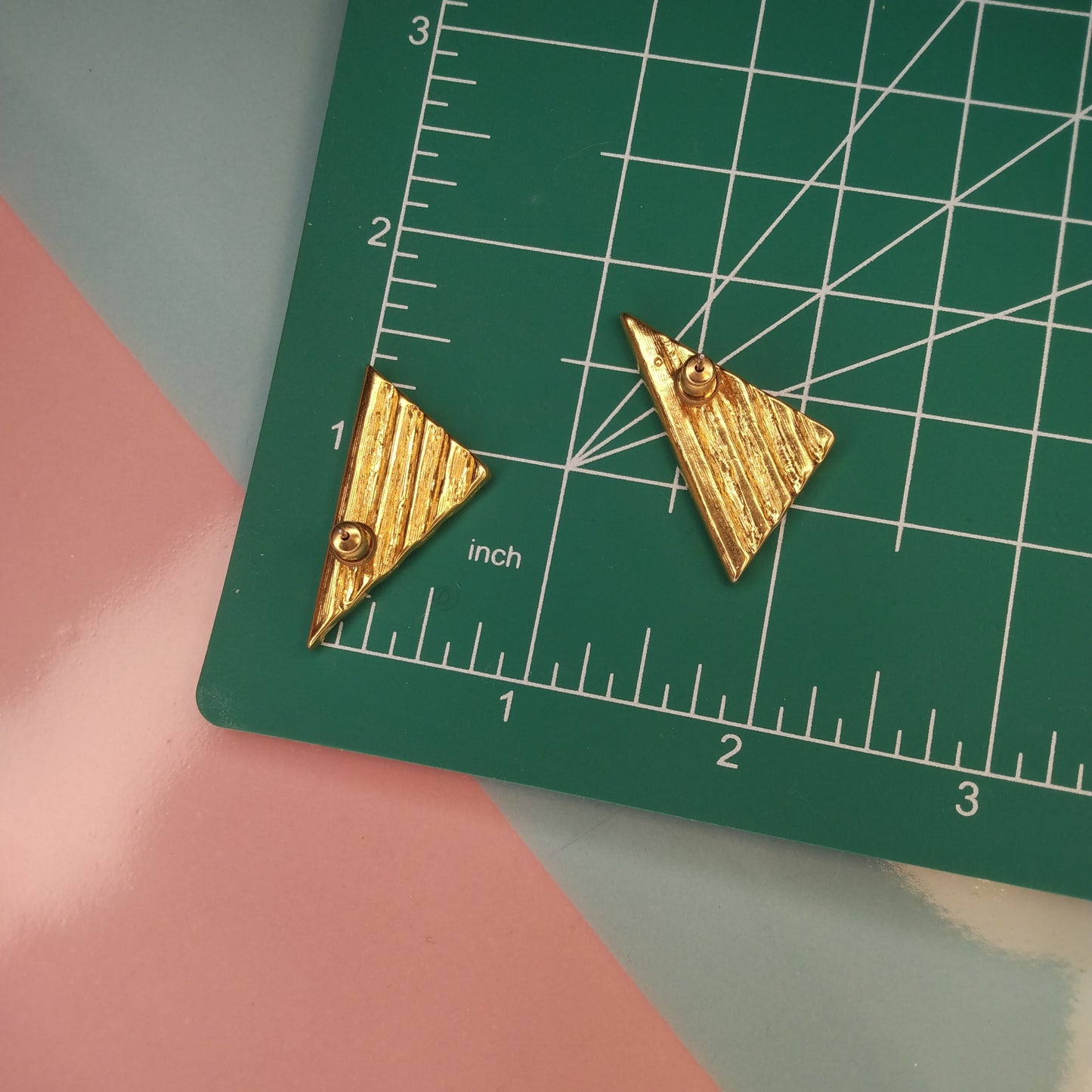 Vintage striped triangle earrings