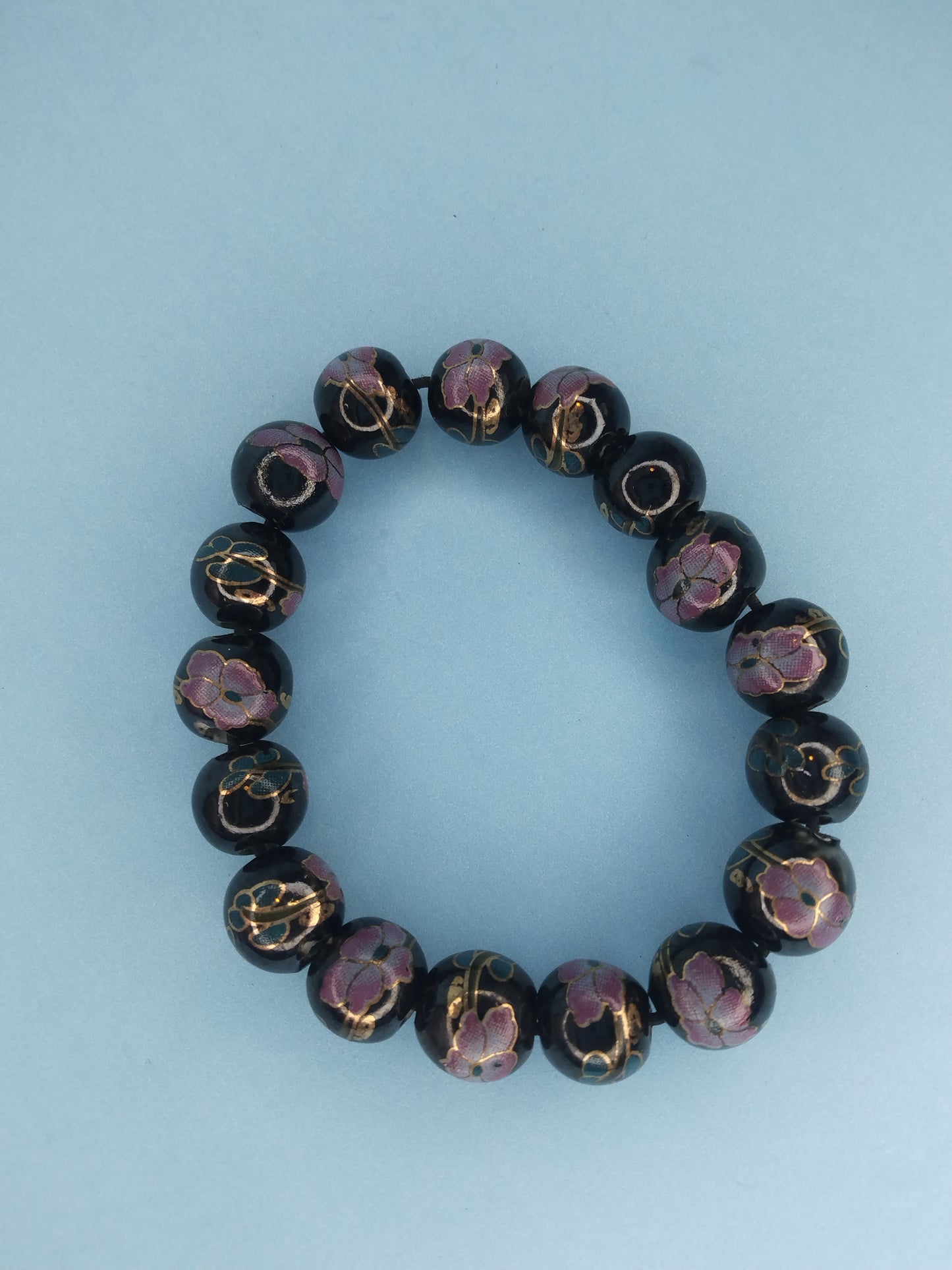 Vintage ceramic bead bracelet with gold detail