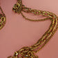 Vintage long 3 strand gold tone necklace