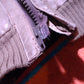 Vintage paneled zip up leather sweater jacket tan size medium