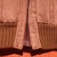 Vintage paneled zip up leather sweater jacket tan size medium