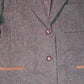 Vintage brown tweed blazer suede collar and pocket details.