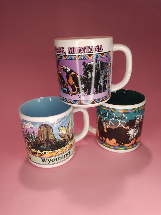 Set of 3 Vintage American west souvenir mugs