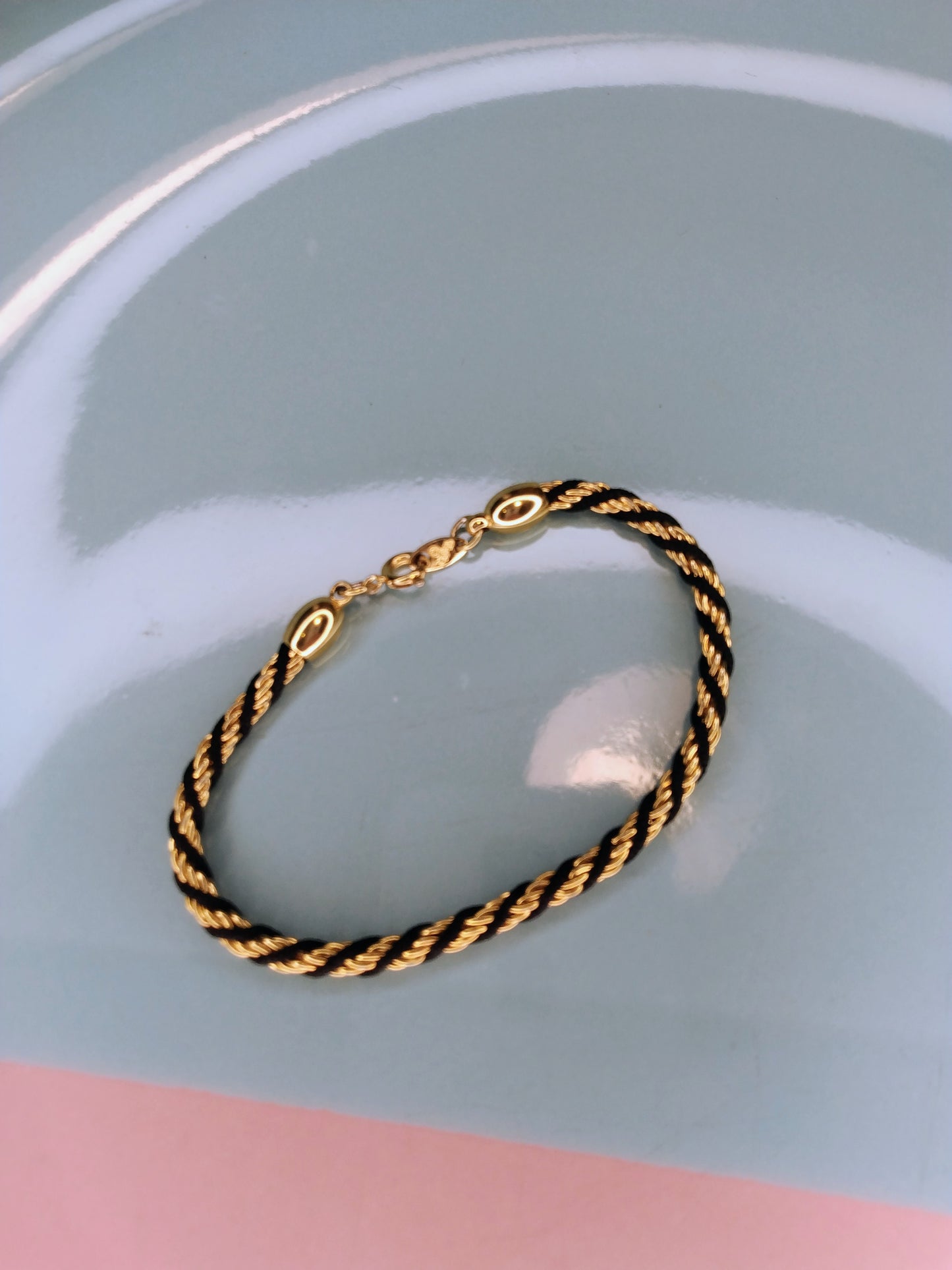 Vintage Trifari gold tone and black bracelet