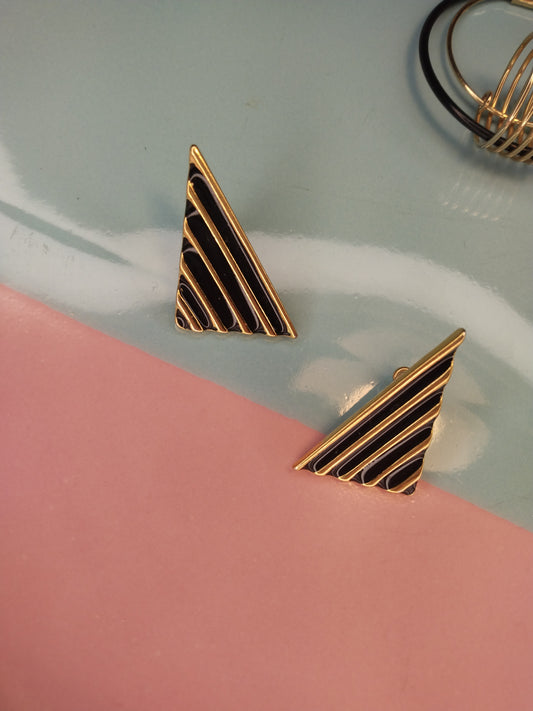 Vintage striped triangle earrings