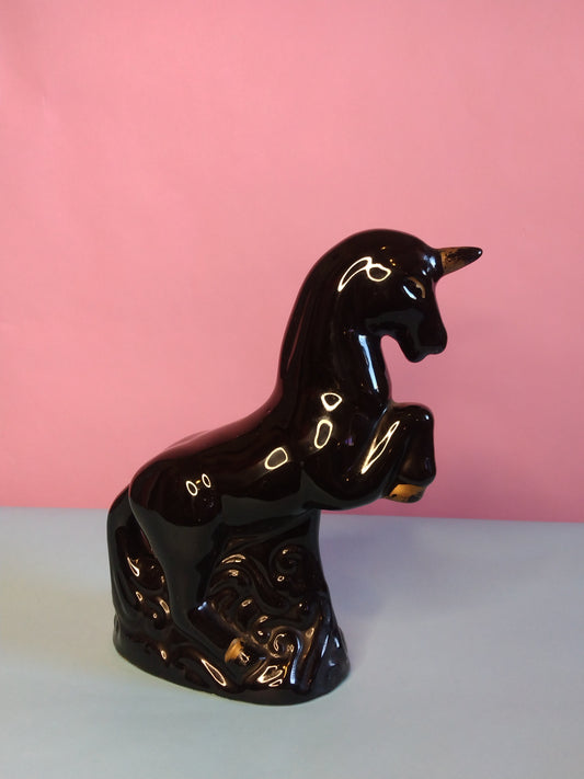 Vintage ceramic black unicorn