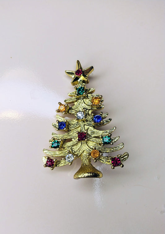Vintage Christmas tree brooch