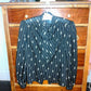 1970s black long sleeve blouse with tie neck