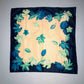 Vintage blue and white scarf with leaf pattern