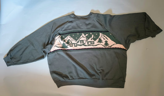 Vintage crewneck with winter scene