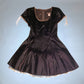 Vintage 1980s black velvet babydoll dress with ivory satin trim