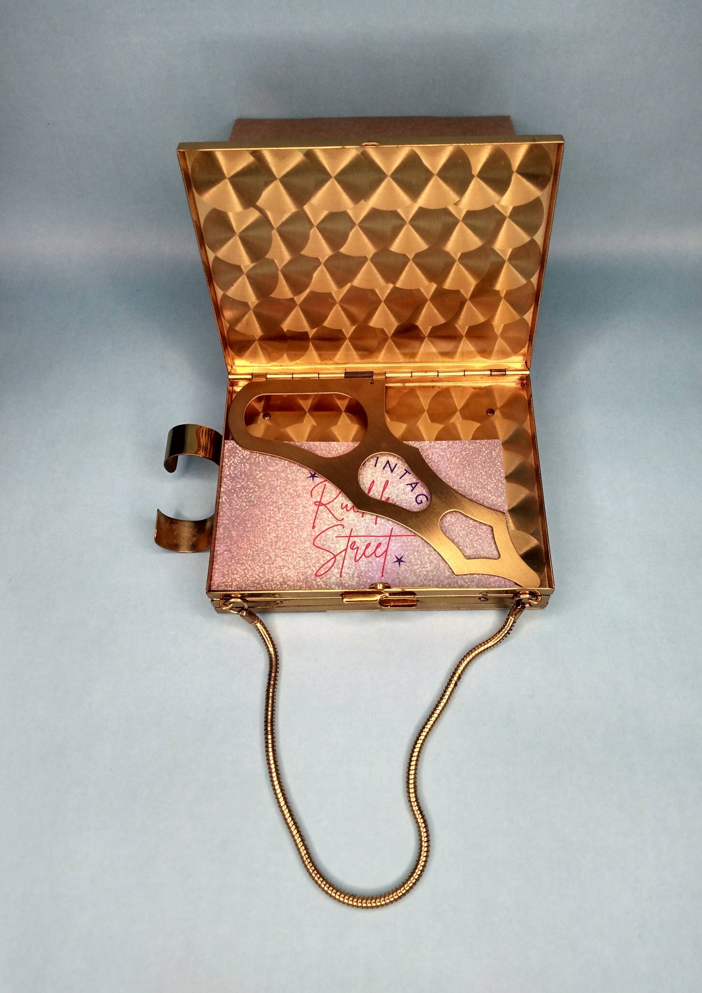 1950s mother of pearl and brass compact purse *FREE SHIPPING